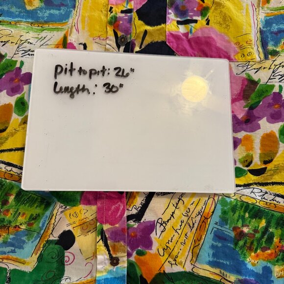 Venezia Women's 18/20 Worn to Perfection Colorful Short Sleeve Button‎ Up Top - Picture 7 of 7